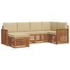 vidaXL Juegos de sof&aacute;s 6 pcs Natural y Beige Madera de Acacia S&oacute;lida