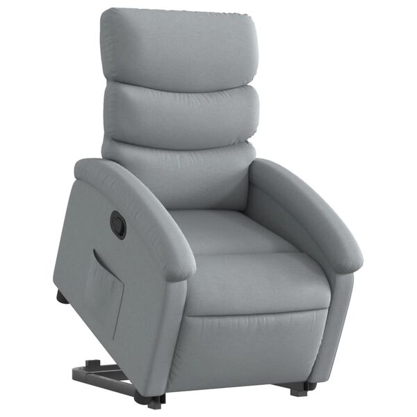 vidaXL Sill&oacute;n reclinable elevable de tela gris claro