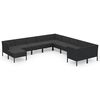 vidaXL Set de muebles de jard&iacute;n 11 pzas cojines rat&aacute;n sint&eacute;tico negro