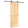 vidaXL Puerta Corredera Natural y negro 80 x 210 cm