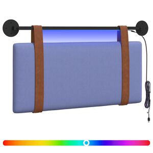 vidaXL Cabecero colgante Con luz LED Azul jeans PU antiguo