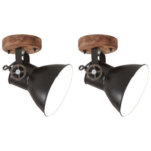vidaXL L&aacute;mparas industriales de pared/techo 2 uds negro 20x25 cm E27