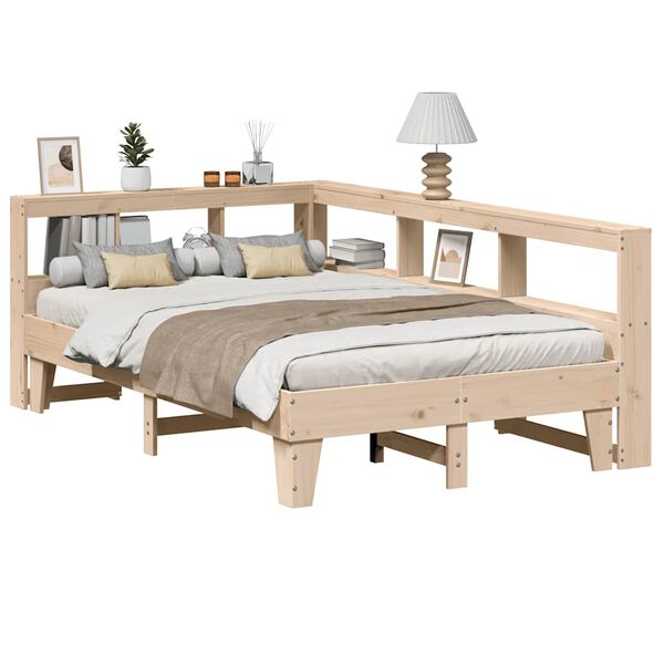 vidaXL Cama con estanter&iacute;a sin colch&oacute;n madera maciza de pino 120x190cm