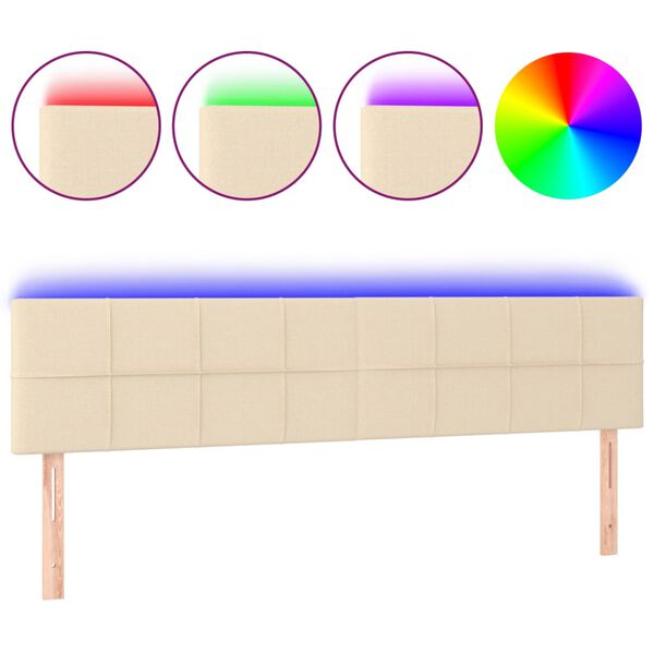 vidaXL Cabecero con LED de tela color crema 180x5x78/88 cm