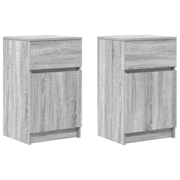 vidaXL Mesitas de noche 2 uds madera contrachapada gris 39x35x65 cm