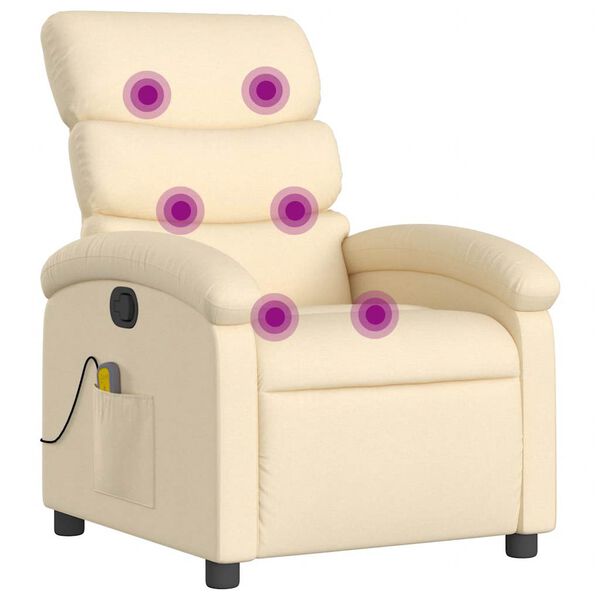 vidaXL Sill&oacute;n de masaje reclinable de tela crema