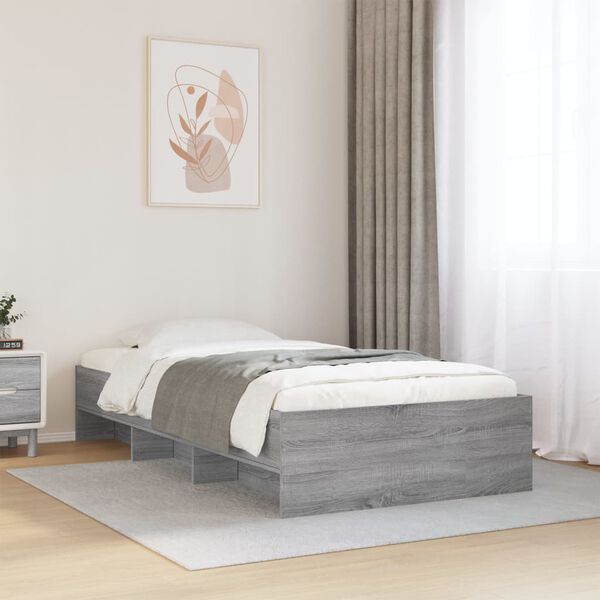 vidaXL Estructura de cama madera de ingenier&iacute;a gris Sonoma 75x190 cm