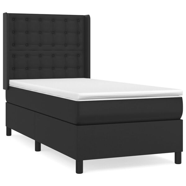 vidaXL Cama box spring con colch&oacute;n cuero sint&eacute;tico negro 80x200 cm