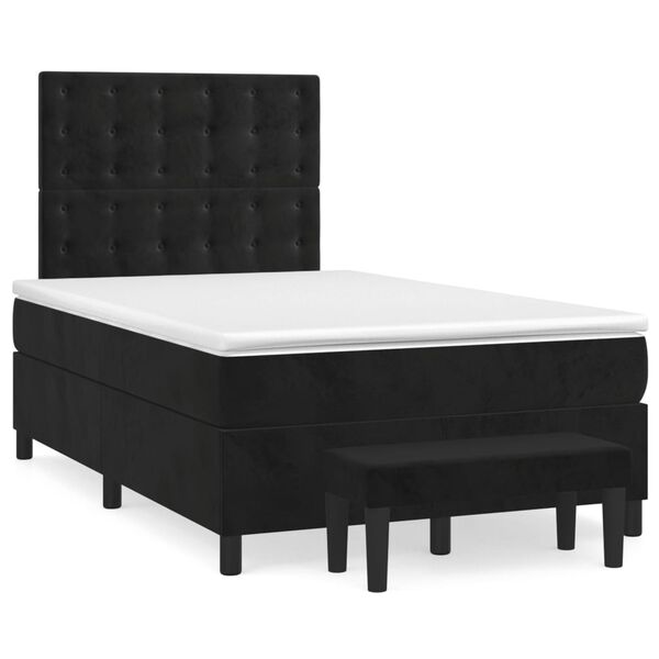 vidaXL Cama box spring con colch&oacute;n terciopelo negro 120x190 cm