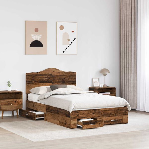 vidaXL Estructura de cama con cabecera Madera vieja 120 x 190 cm