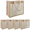 vidaXL Bolsos de yute con bolsillo 5 Natural y Blanco 26 x 22 x 14 cm