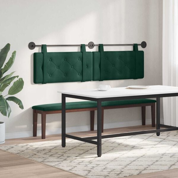 vidaXL Cabecera Colgante Verde oscuro 190 x 55 x 5 cm Terciopelo