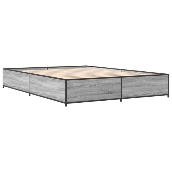 vidaXL Estructura cama madera ingenier&iacute;a metal gris Sonoma 135x190 cm