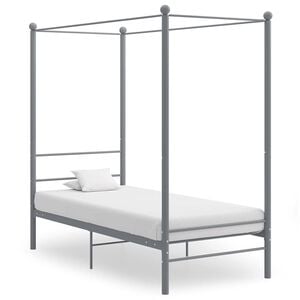 vidaXL Estructura de cama con dosel sin colch&oacute;n metal gris 90x200 cm