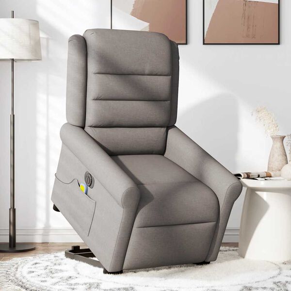 vidaXL Sillón de masaje eléctrico reclinable elevable tela taupé