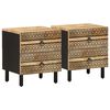 vidaXL Mesitas de noche 2 uds madera mango rugosa negro 40x33,5x46 cm