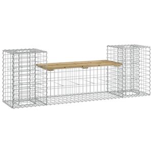 vidaXL Banco jard&iacute;n con gaviones madera pino impregnada 183x41x60,5 cm