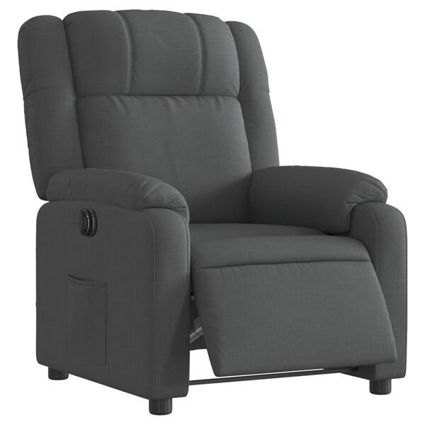 vidaXL Sill&oacute;n reclinable el&eacute;ctrico de tela gris oscuro