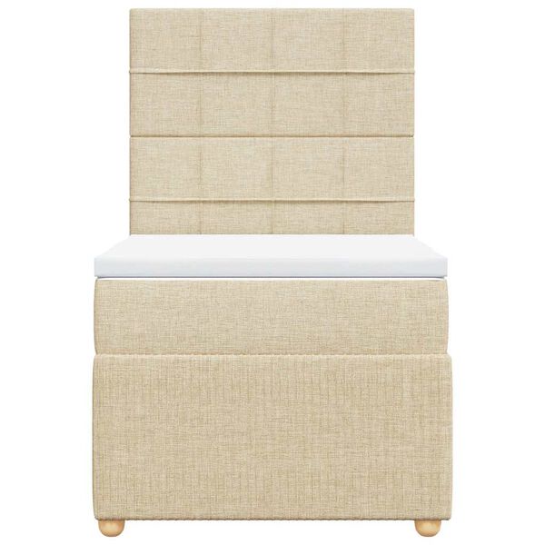 vidaXL Cama box spring con colchón tela color crema 80x200 cm