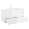 vidaXL Mueble con lavabo madera de ingenier&iacute;a blanco brillo
