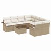 vidaXL Conjunto de sof&aacute; de jard&iacute;n 9 uds. Beige rat&aacute;n sint&eacute;tico