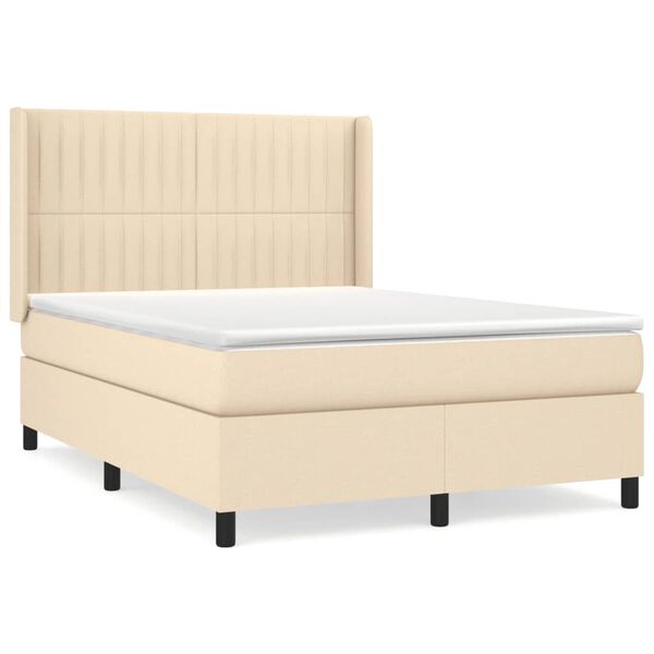 vidaXL Cama box spring con colch&oacute;n tela color crema 140x190 cm