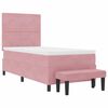 vidaXL Cama tipo Box Spring con colch&oacute;n Rosa 100 x 200 cm Terciopelo