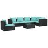 vidaXL Set de muebles de jard&iacute;n 7 pzas y cojines rat&aacute;n sint&eacute;tico negro