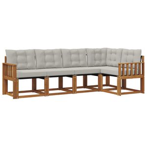 vidaXL Conjunto de sof&aacute;s de exterior 5 pcs Gris Natural y Claro