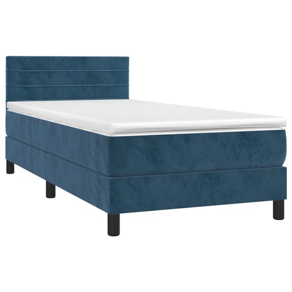vidaXL Cama box spring con colch&oacute;n terciopelo azul oscuro 80x200 cm