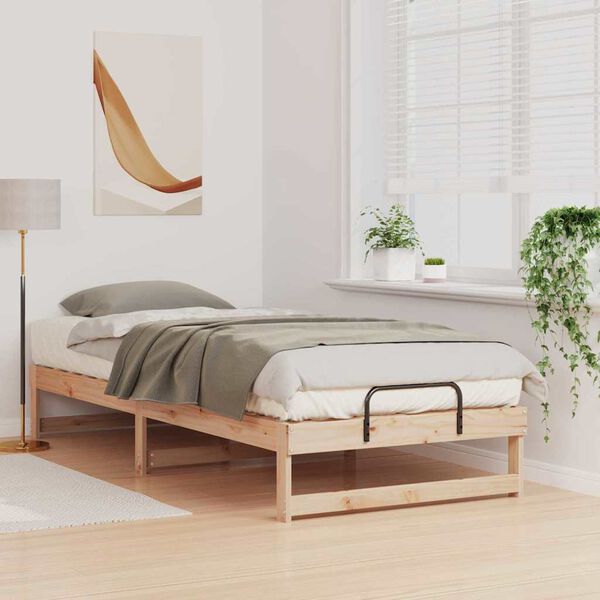 vidaXL Estructura de cama Marr&oacute;n 80 x 220 cm Madera de pino macizo