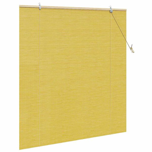 vidaXL Estor enrollable con cortinas Amarillo 150 x 160 cm Bamb&uacute;