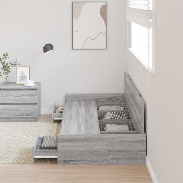 vidaXL Estructura de cama Gris Sonoma 80 x 200 cm Madera contrachapada