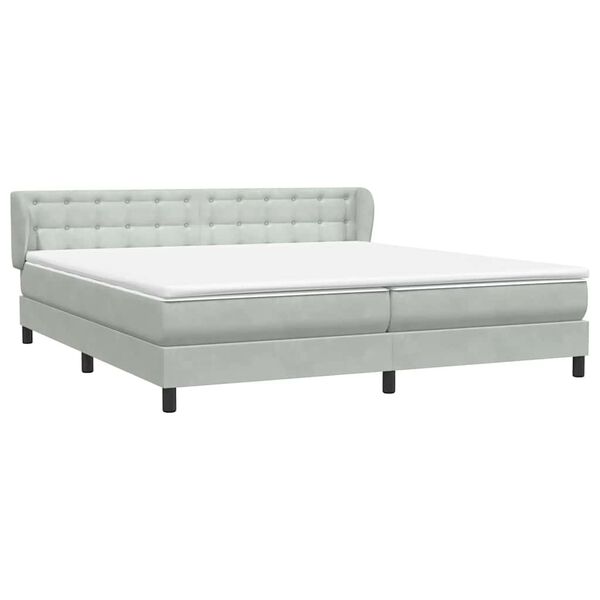 vidaXL Cama box spring con colchones terciopelo gris claro 180x210 cm