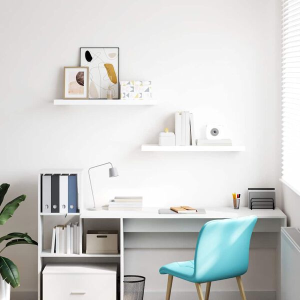 vidaXL Estante flotante de pared 2 uds MDF blanco brillo 80x23,5x3,8cm