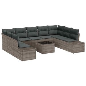 vidaXL Conjunto de sof&aacute;s de jard&iacute;n 9 uds. 8 plaza Gris