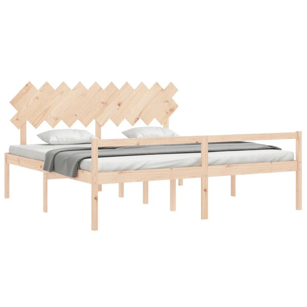 vidaXL Cama para personas mayores con cabecero madera maciza 200x200cm