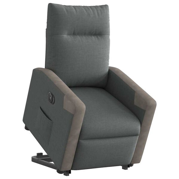 vidaXL Sill&oacute;n el&eacute;ctrico reclinable elevable de tela gris oscuro