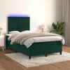 vidaXL Cama box spring colch&oacute;n y LED terciopelo verde oscuro 120x200cm