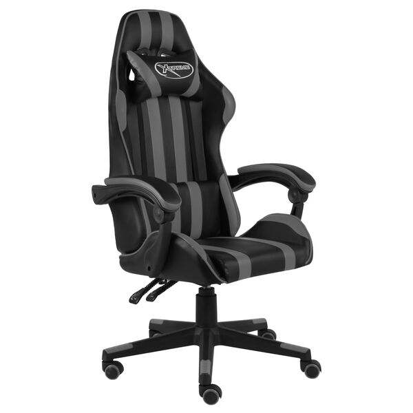 vidaXL Silla gaming de cuero sint&eacute;tico negro y gris