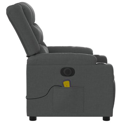 vidaXL Sillón reclinable de masaje eléctrico tela gris oscuro