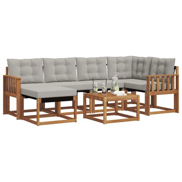 vidaXL Conjunto de sof&aacute;s de exterior 7 pcs Gris Natural y Claro