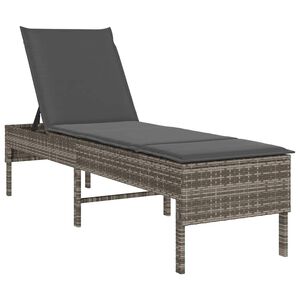 vidaXL Tumbona con coj&iacute;n, color gris, 55x200x44cm, polirat&aacute;n