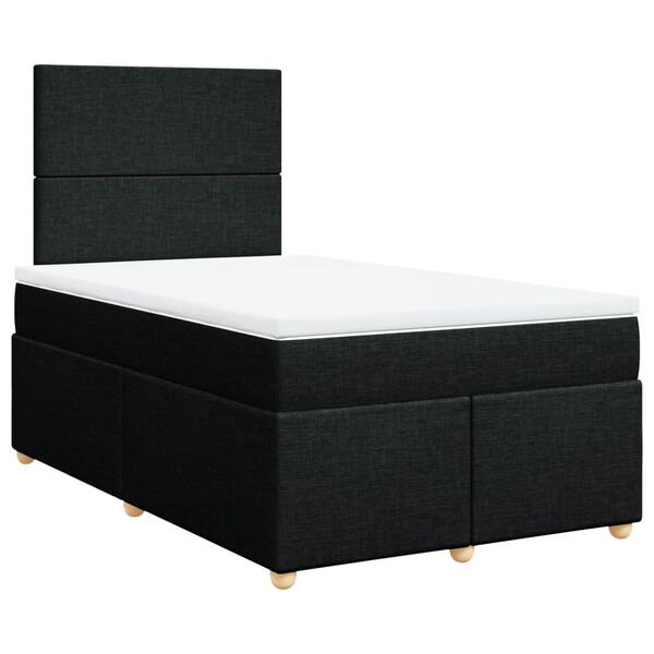 vidaXL Cama box spring con colch&oacute;n tela negro 120x190 cm