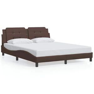vidaXL Estructura de cama sin colch&oacute;n Zadar cuero sint&eacute;tico marr&oacute;n 160x200cm