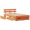 vidaXL Estructura de cama con cabecera Marrón cera 135 x 190 cm