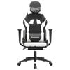 vidaXL Silla gaming con reposapi&eacute;s cuero sint&eacute;tico negro blanco