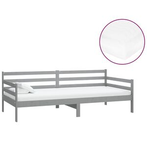 vidaXL Sof&aacute; cama con colch&oacute;n madera de pino maciza gris 90x200 cm