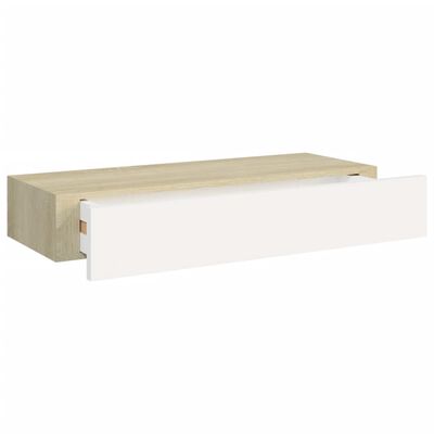 vidaXL Estante con cajón de pared color roble blanco MDF 60x23,5x10cm