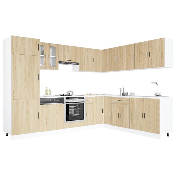 vidaXL Mueble cocina Porto roble sonoma 14 pzas madera contrachapada